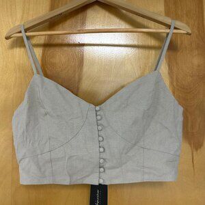 NWT Shinestar Linen Blend Corset Style Top Size L